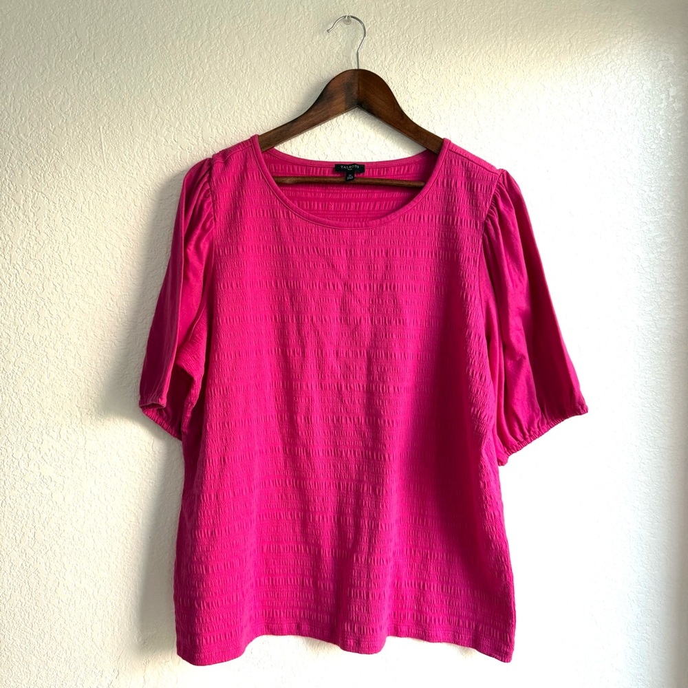 Talbots Womens Shirt Pink Short Sleeve Barbie Plus Size 1X